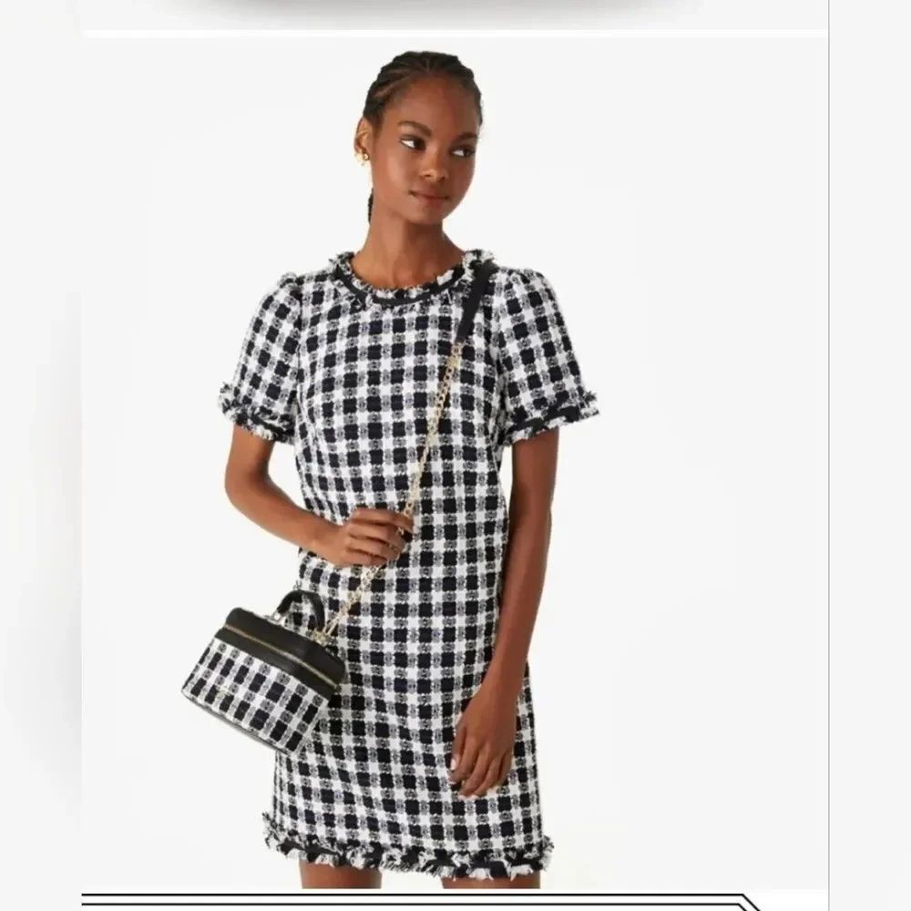 New Without Tag Women’s Kate Spade Tweed Checkers Shift Dress MSRP $449 Sz. 14